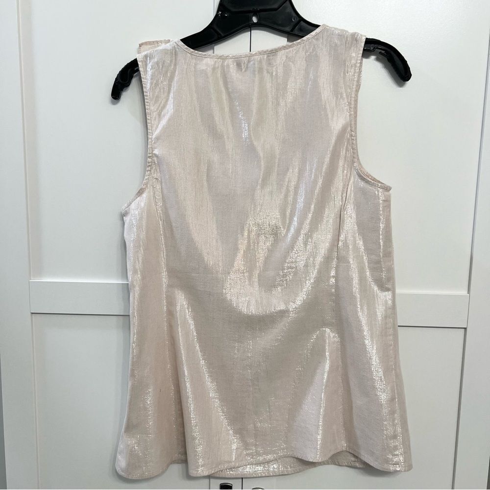 Express Metallic Shine Ruffle Front Tank - Picture 2 of 5